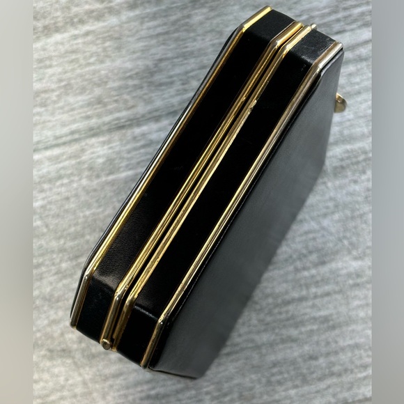 VTG LS Leather School Monastery S Croce Florence Italy Black Gold Evening Bag 7” - Picture 6 of 16